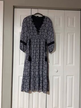Kobi Halperin Silk Paisley Dress Size XL Long Sleeve Boho Luxe